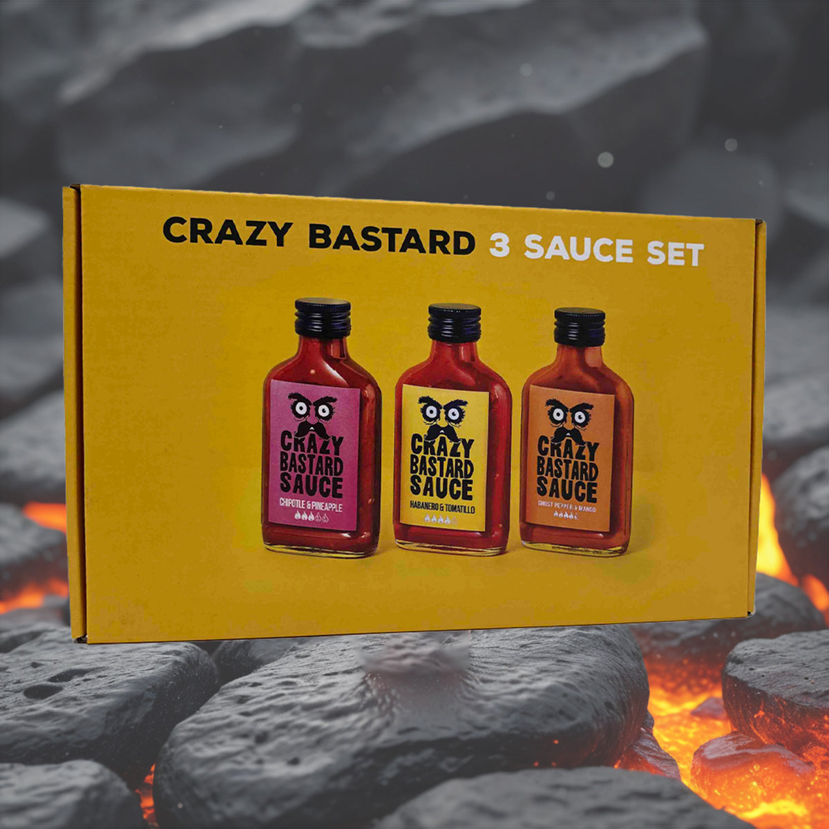 Crazy Bastard, coffret cadeau de trois sauces au piment Best-Sellers (10'000 – 30'000 SCU)
