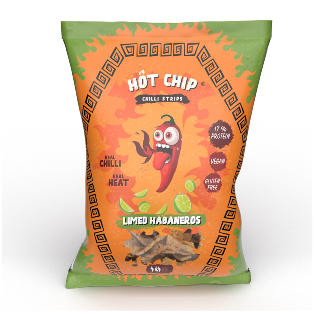 Hot Chip Strips limed Habanero Chili Strips | feuriger Habanero Knabberspass | 80 Gr