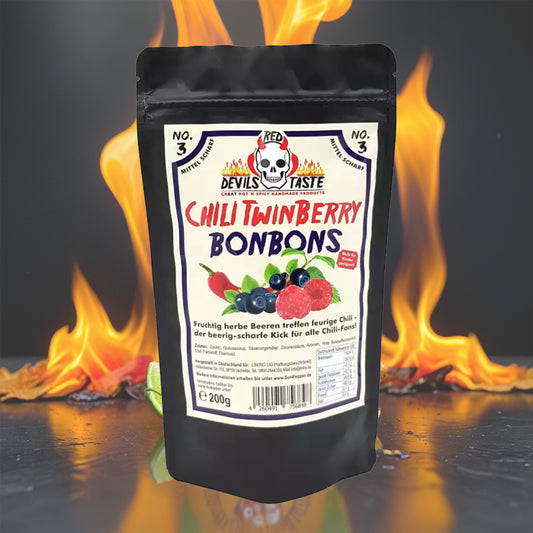 Chili TwinBerry Bonbons – Blaubeere & Himbeere | scharf, fruchtig | 200 Gramm