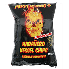 Pepper-King Habanero Kessel Chips (sehr scharfe Kartoffelchips, gewürzt mit Habanero Chilis)
