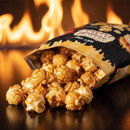 Nahaufnahme des knusprigen Habanero-Karamellpopcorns