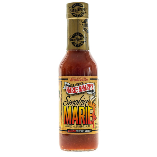 Marie Sharp's Smokin' Marie Habanero Sauce, 148-ml-Flasche von vorne