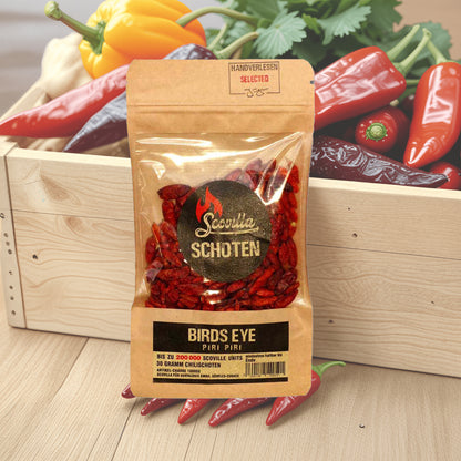 Birds Eye / Piri-Piri Chili Schoten | direkte Schärfe, Zitrusnoten | getrocknet 30 gr