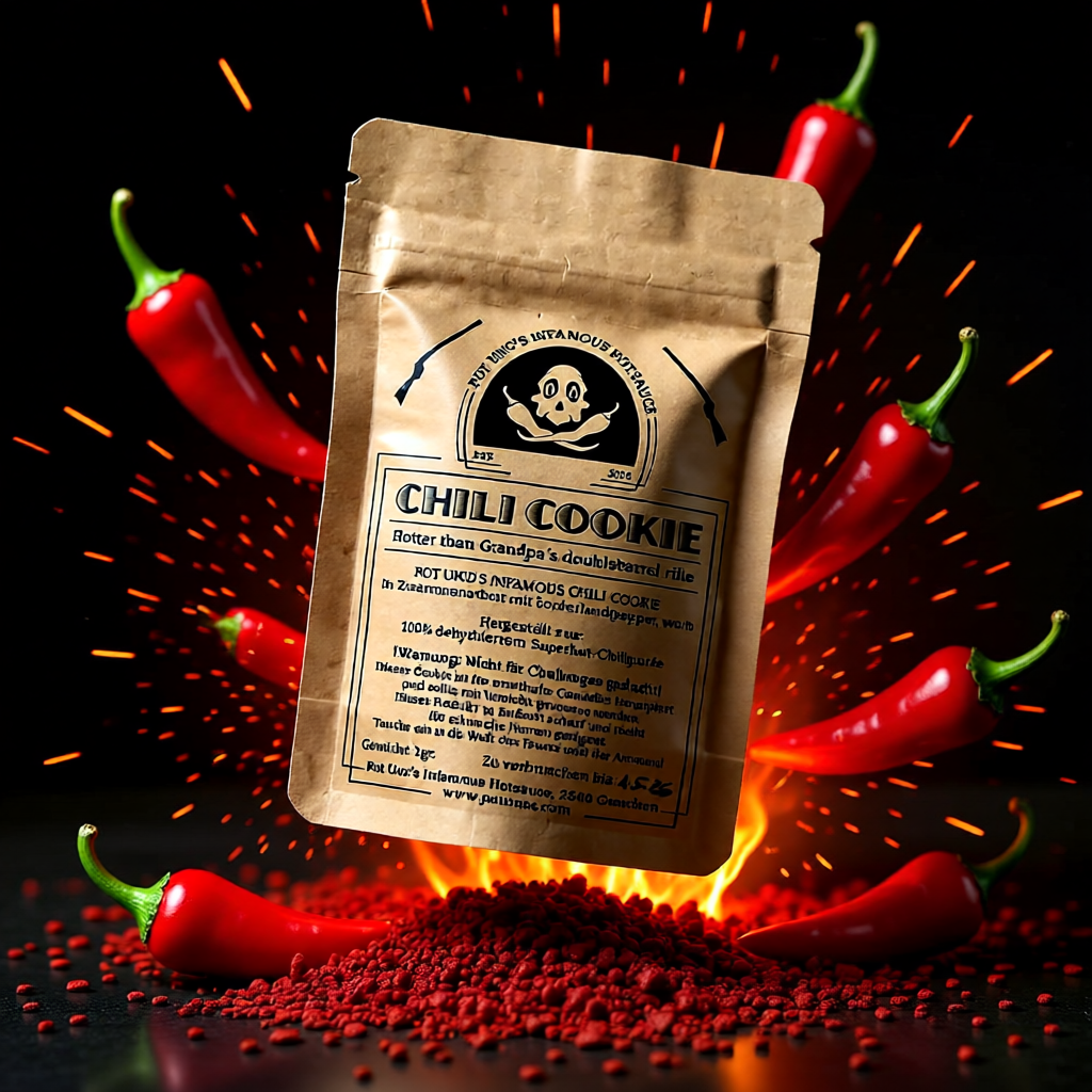 Pot Uno's Chili Cookie – Megascharfes Chili-Konzentrat aus Borg 9 Peach & Chocolate Reaper