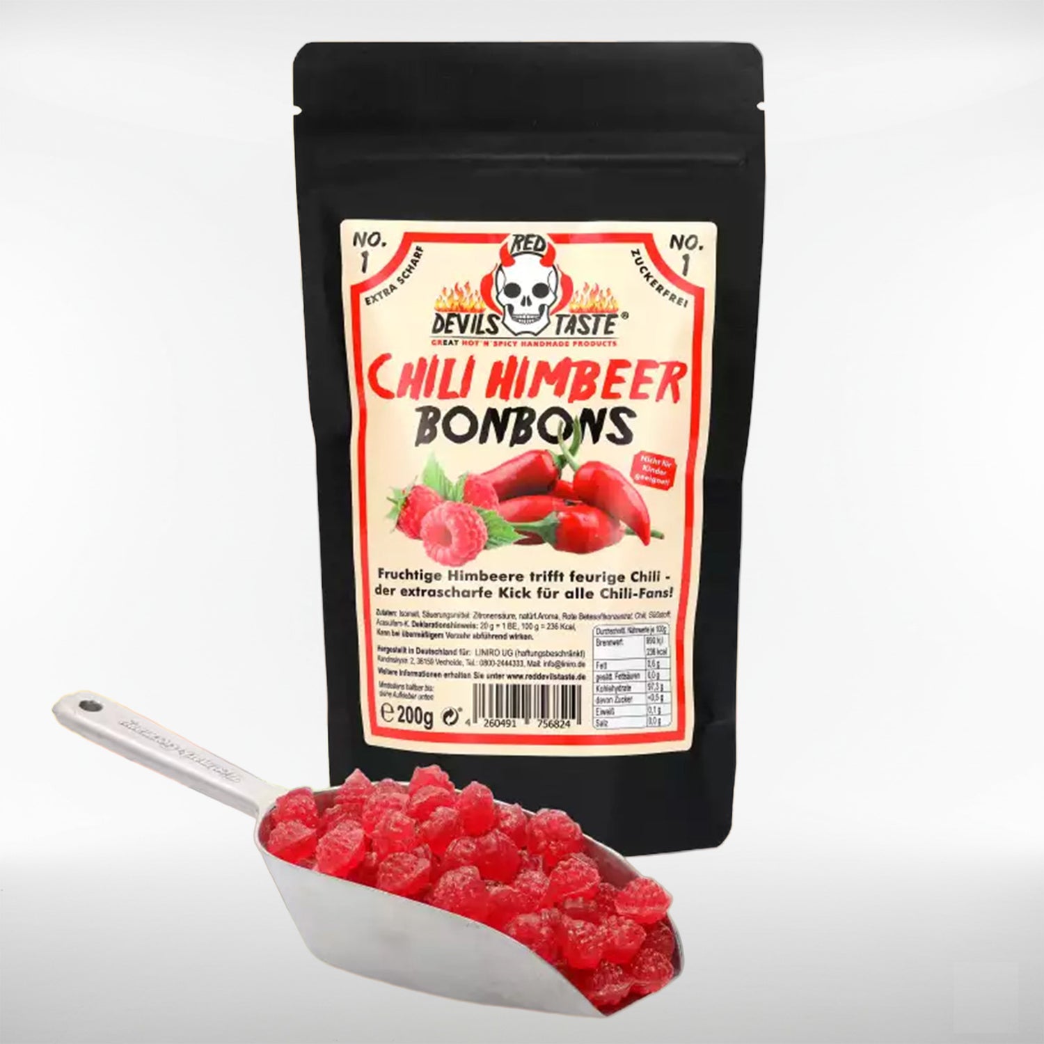 Chili Himbeer Bonbons | scharf, fruchtig | 200 Gramm