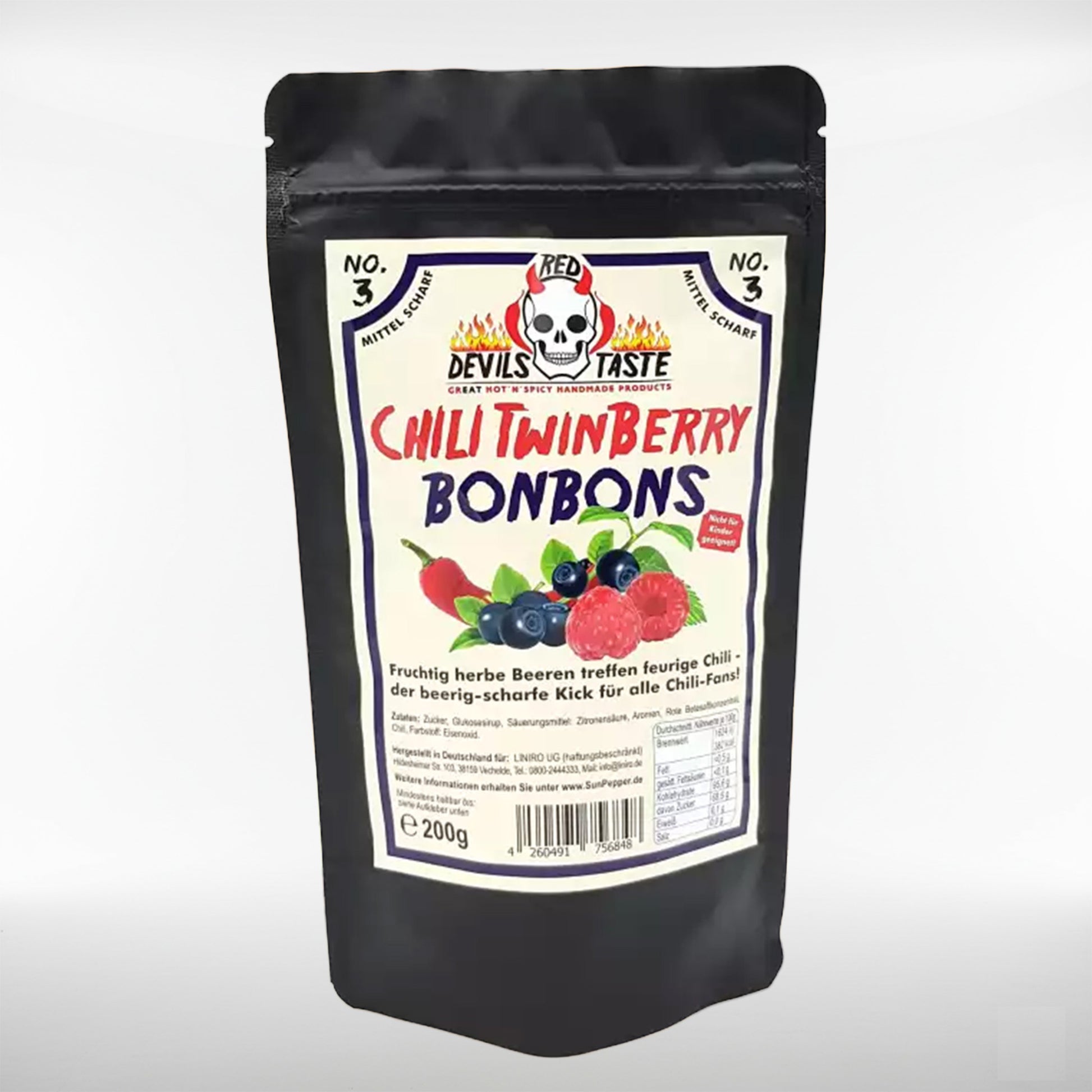 Chili TwinBerry Bonbons – Blaubeere & Himbeere | scharf, fruchtig | 200 Gramm