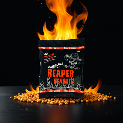 Chilli Wizards Carolina Reaper Peanuts - XXX scharfe Erdnüsse in der 80 Gramm Packung