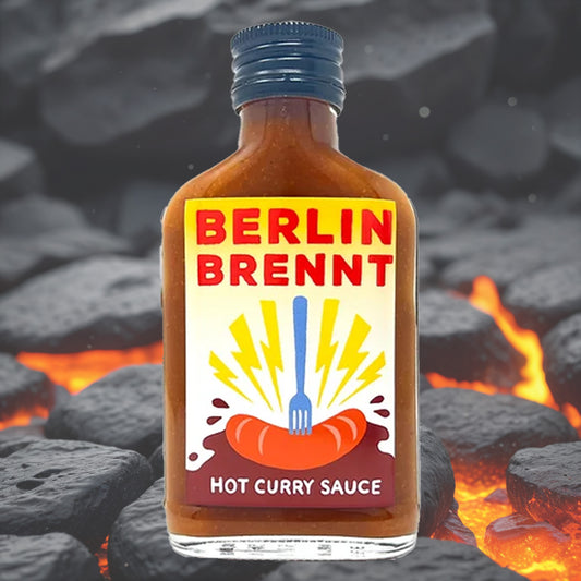 Crazy Bastard Berlin brennt Hot Curry Sauce - scharfe Currywurst Sauce