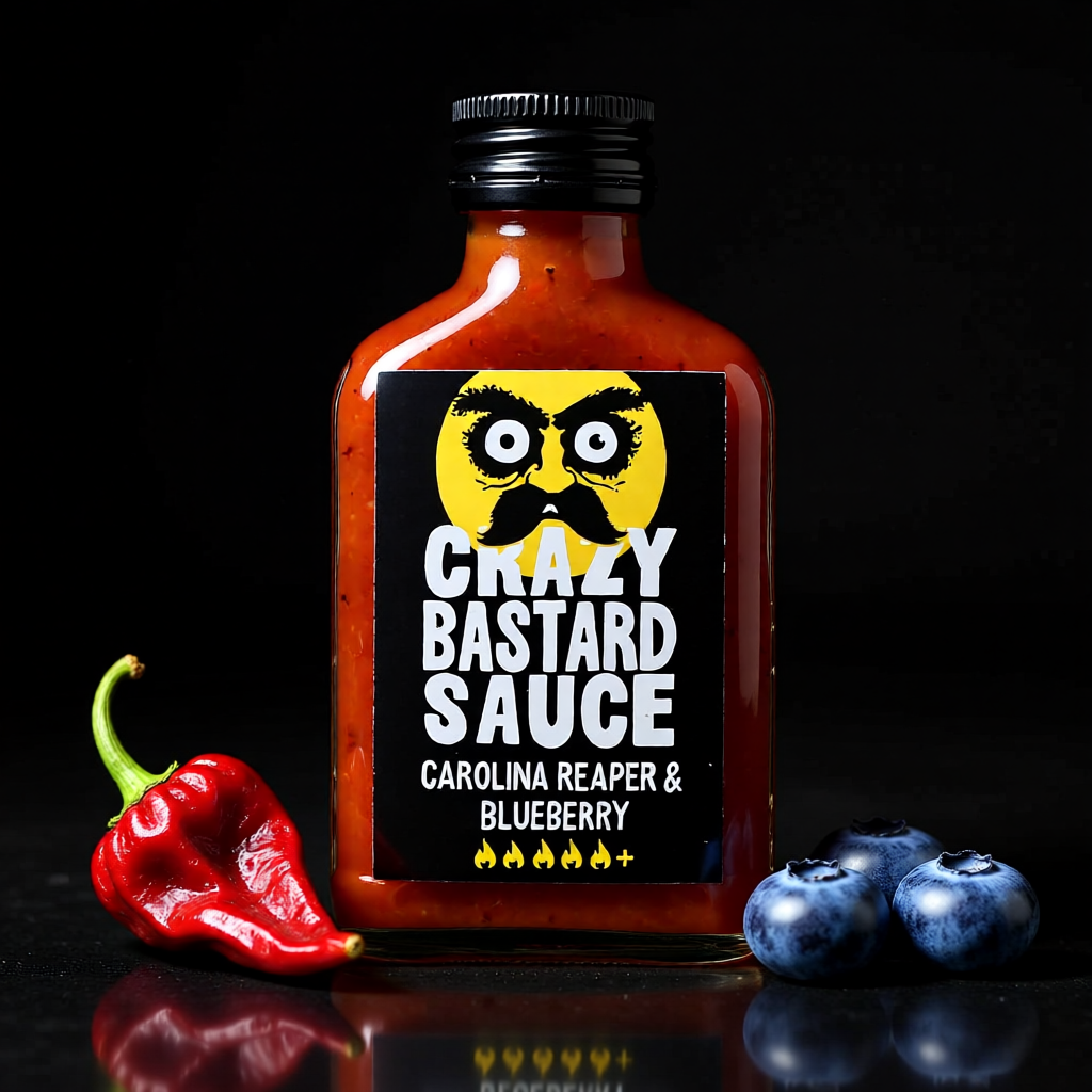 Crazy Bastard Carolina Reaper & Blaubeere Hot Sauce