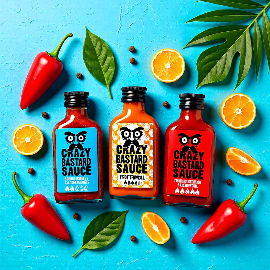 Crazy Bastard 3er Geschenkset | Hot Caribbean Chilis | medium bis mega scharf