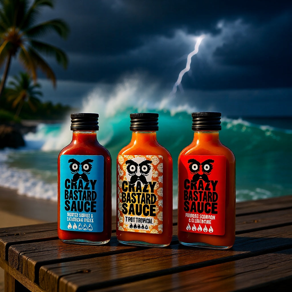 Crazy Bastard 3er Geschenkset | Hot Caribbean Chilis | medium bis mega scharf