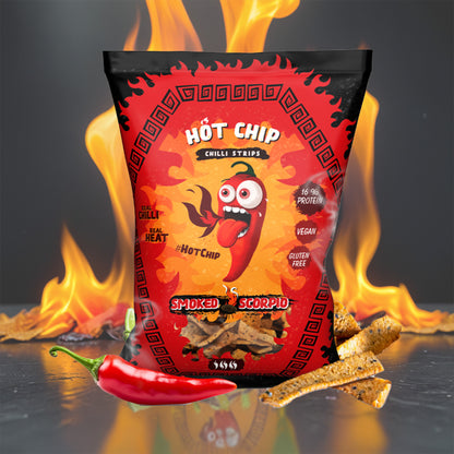 Hot Chip Strips smoked Trinidad Moruga Scorpion | feuriger Knabberspass | 80 Gr