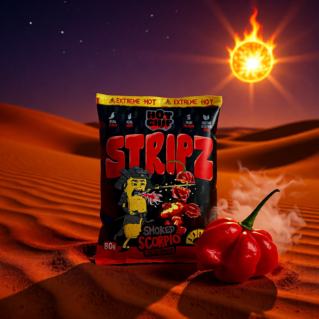 Hot Chip Strips smoked Trinidad Moruga Scorpion – feuriger Knabberspass (80 g)