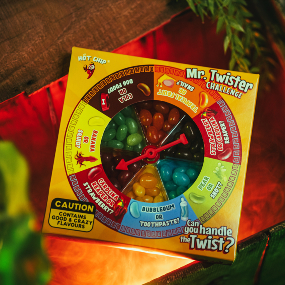 Hot Chip Mr. Twister - Das herausfordernde Jelly Beans Challenge Spielbrett
