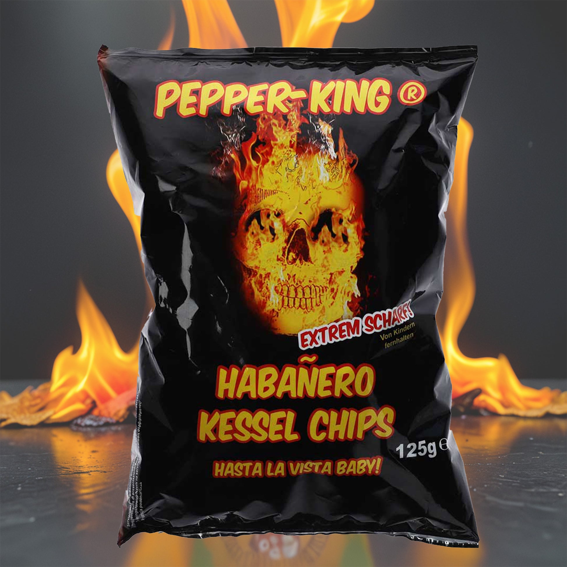 Pepper-King Habanero Kessel Chips - sehr scharfe Kartoffelchips - 125 Gr