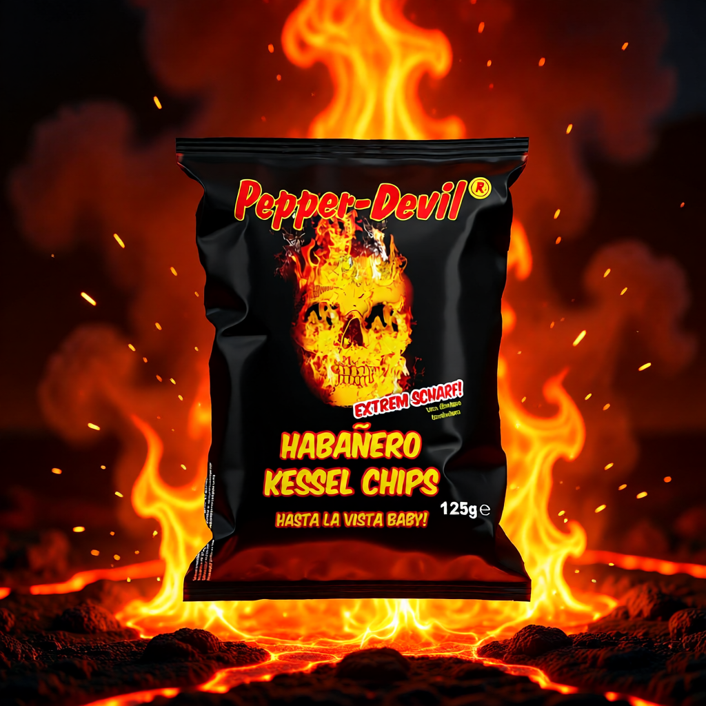 Pepper-King Habanero Kessel Chips - sehr scharfe Kartoffelchips - 125 Gr