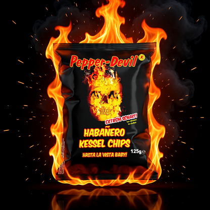 Pepper-Devil Habanero Kessel Chips - sehr scharfe Kartoffelchips - 125 Gr