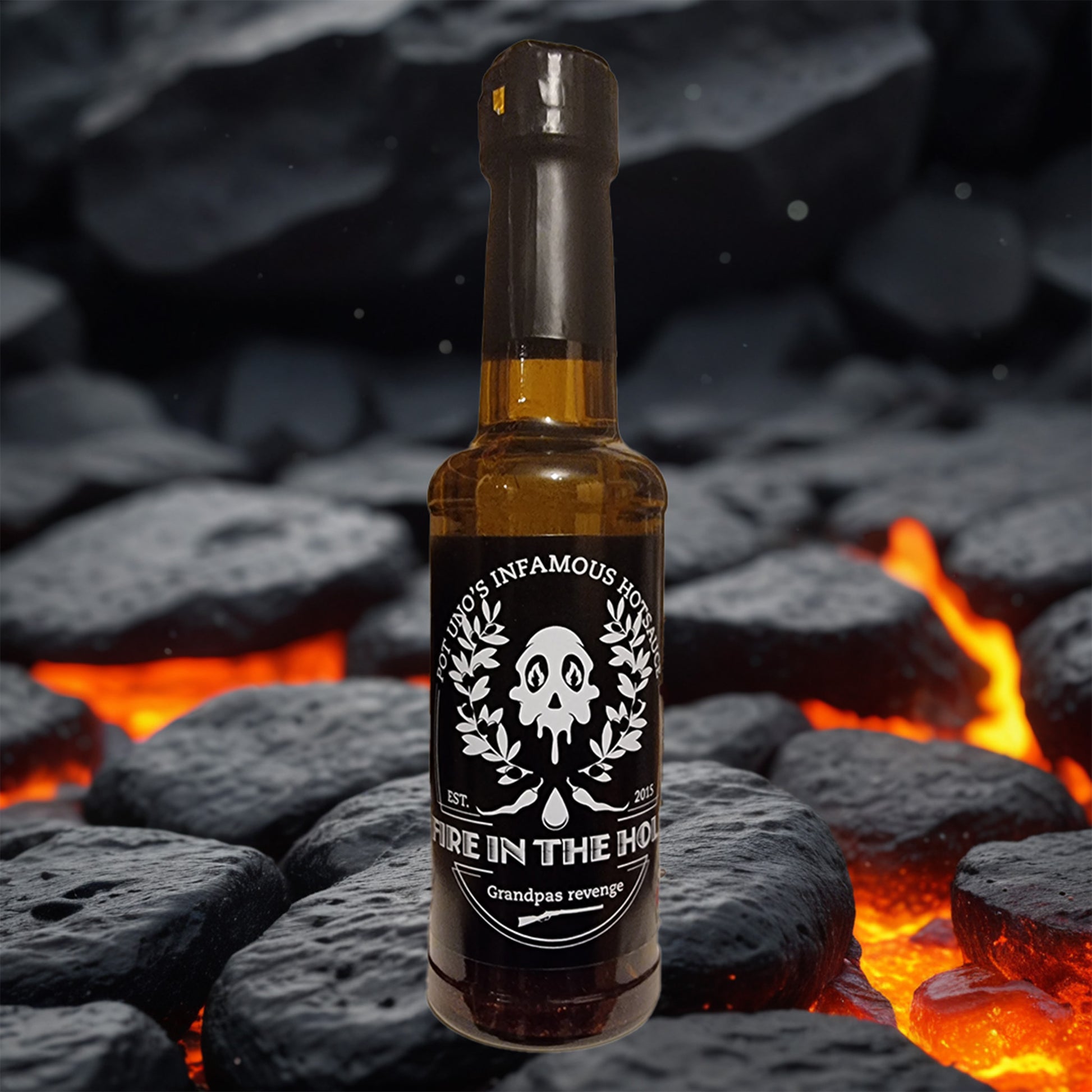 Fire in the Hole Chili-Öl mit Rosmarin | sehr scharf | Ghostpepper-Carolina Reaper-Scotch Bonnet Chili | 150ml