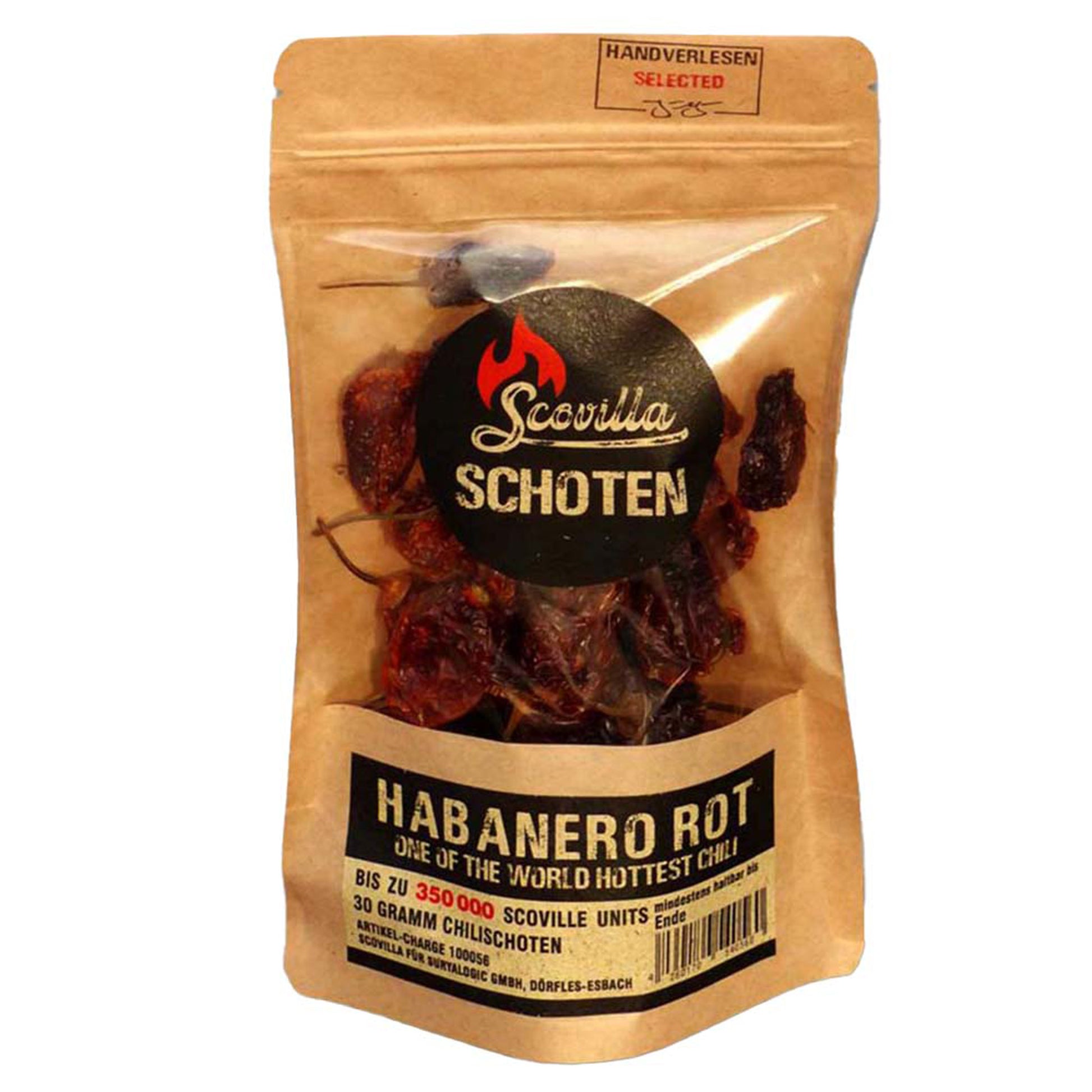 Scovilla Red Habanero Chili Schoten - getrocknet