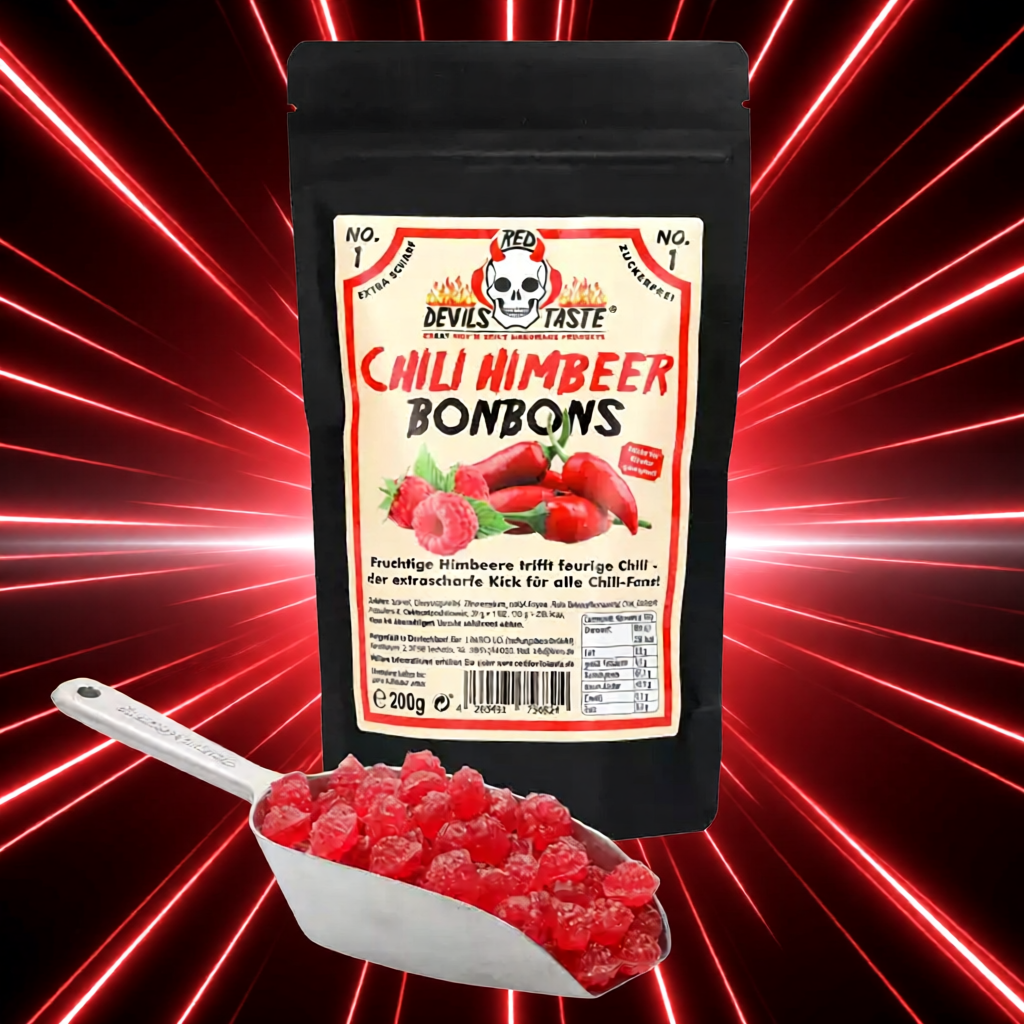 Chili Himbeer Bonbons | scharf, fruchtig | 200 Gramm