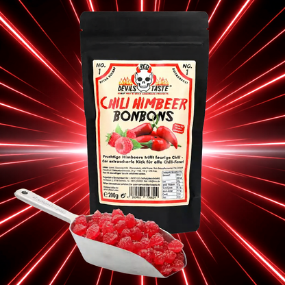 Chili Himbeer Bonbons | scharf, fruchtig | 200 Gramm