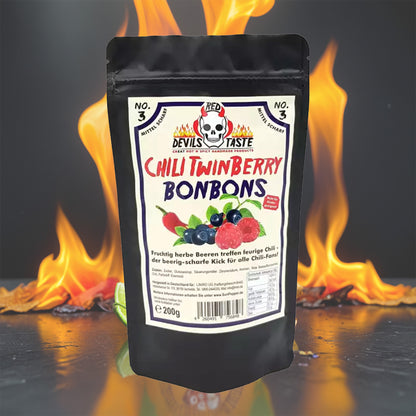 Chili TwinBerry Bonbons – Blaubeere & Himbeere | scharf, fruchtig | 200 Gramm