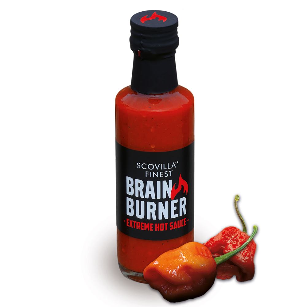 Scovilla's Finest Brain Burner Chilisauce mit Trinidad Scoprion Moruga und Carolina Reaper Chili