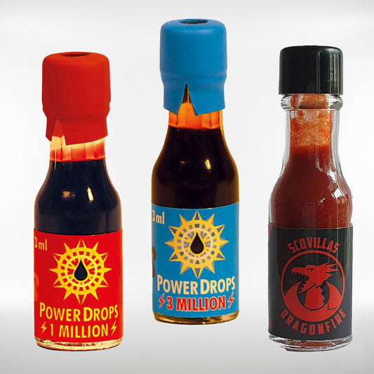 Scovilla Ultra 3er Geschenkset mit 1 und 3 Millionen Scoville Untits sowie Hot Sauce
