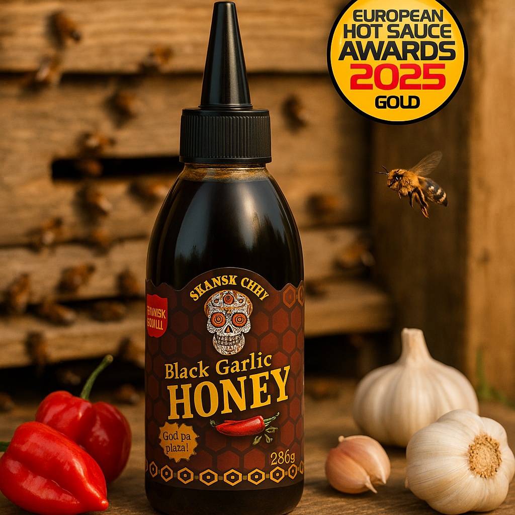 Skånsk scharfer Honig mit Habanero & schwarzem Knoblauch 280 Gr