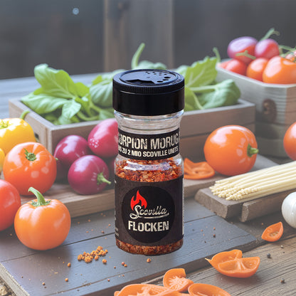 Trinidad Scorpion Moruga Red Chiliflocken  | feurig scharf - im Shaker  | 25 Gramm