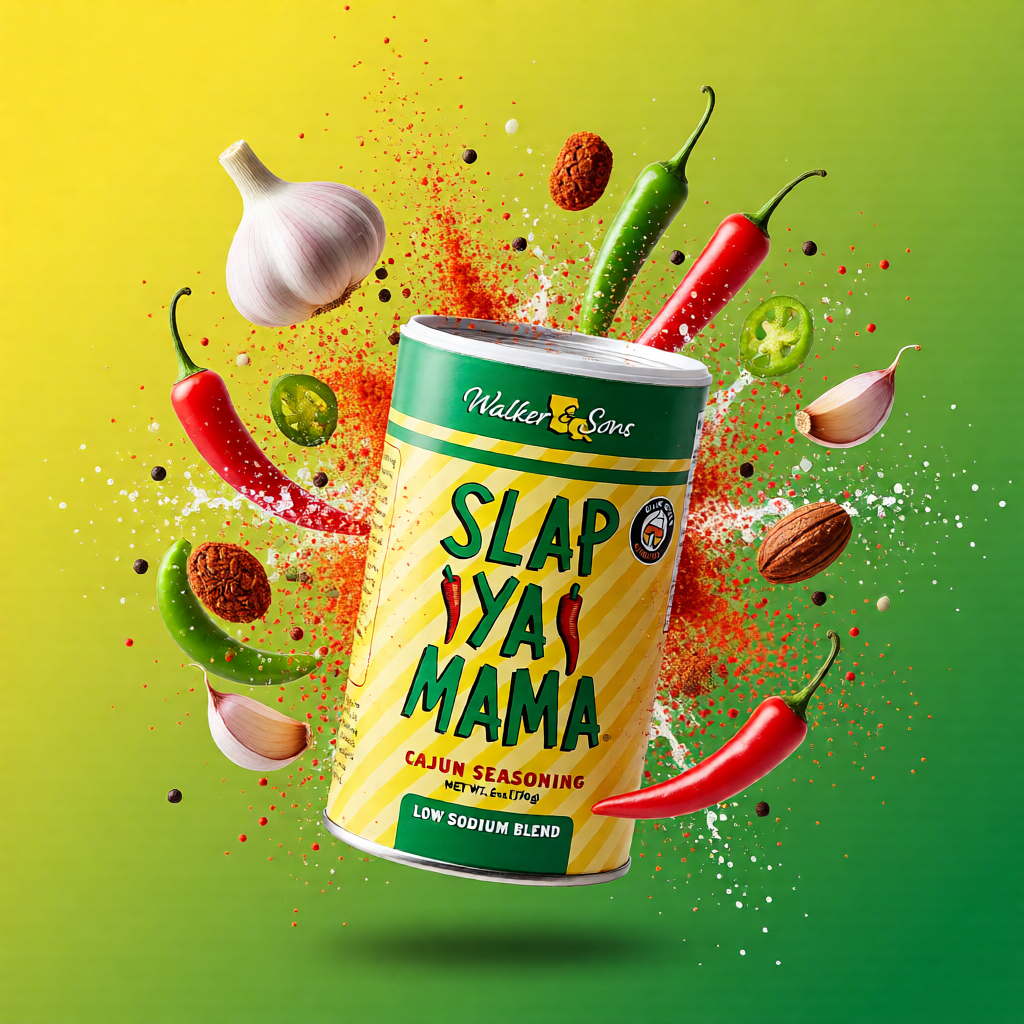 Walker and Sons Slap Ya Mama Cajun Seasoning mit geringem Salzgehalt (227 Gramm, grosser Streuer)