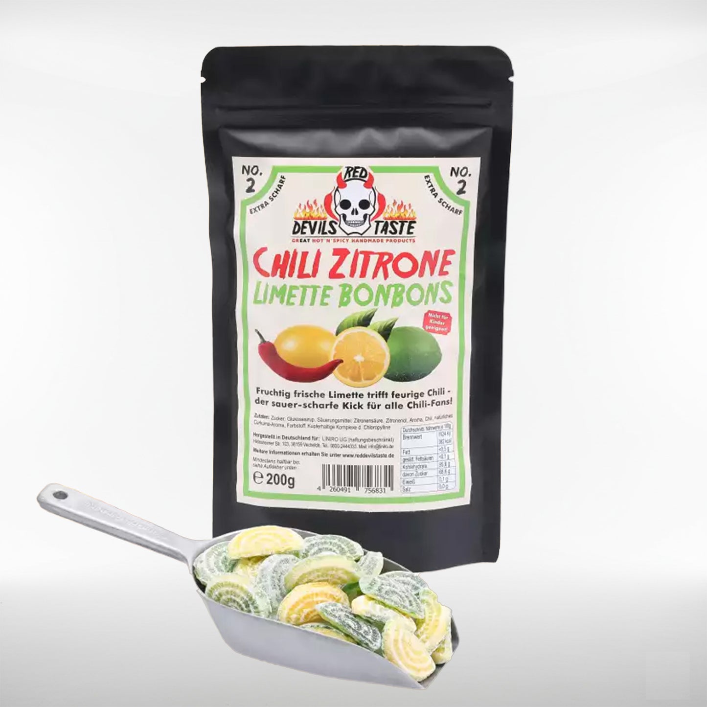 Zitronen-Limetten Chili Bonbons | extrascharf | 200 Gramm