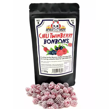Chili Twin Berry Bonbons – Blaubeere & Himbeere | mittelscharf, fruchtig | 200 Gramm