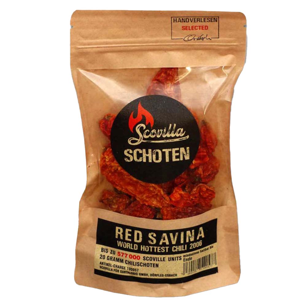 Scovilla Red Savina Chili Schoten - getrocknet